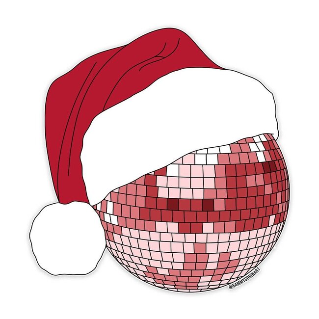 Santa Hat Disco Ball Sticker