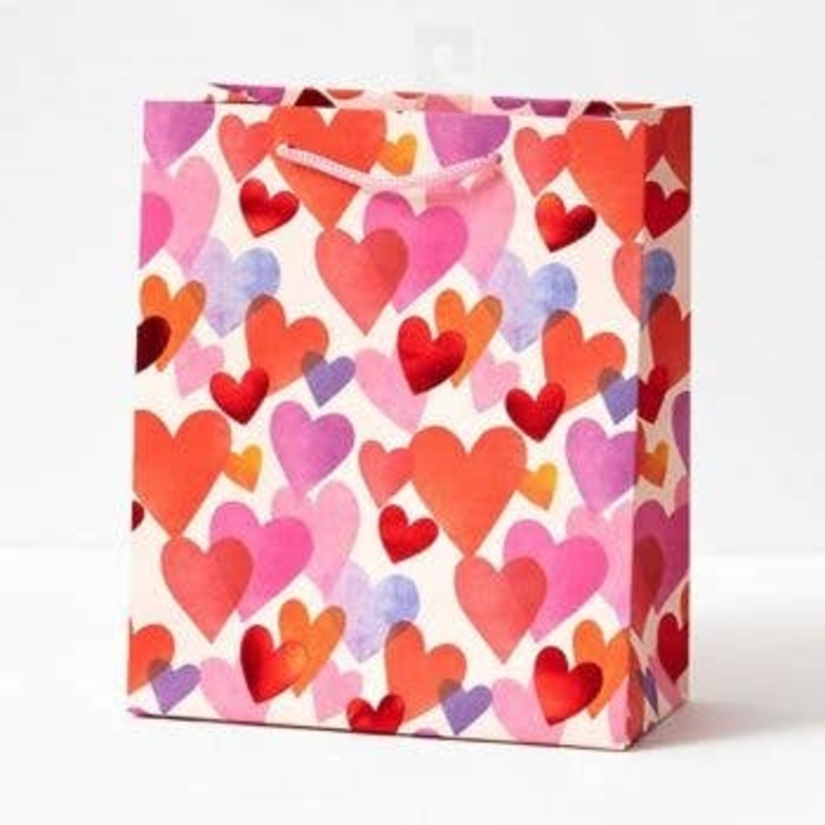 Paper Source Watercolor Foil Hearts Gift Bag Medium