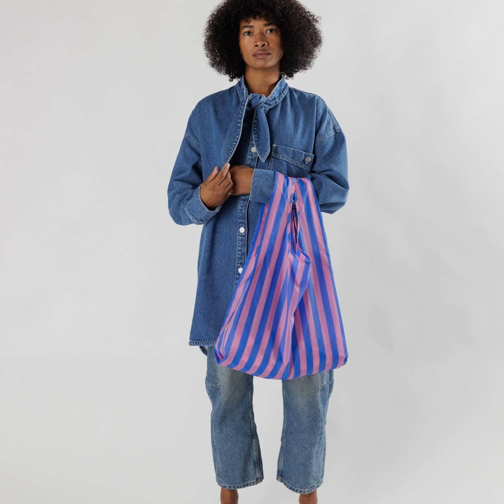 Baggu Baggu Reusable Bag Standard Blue Pink Awning Stripe