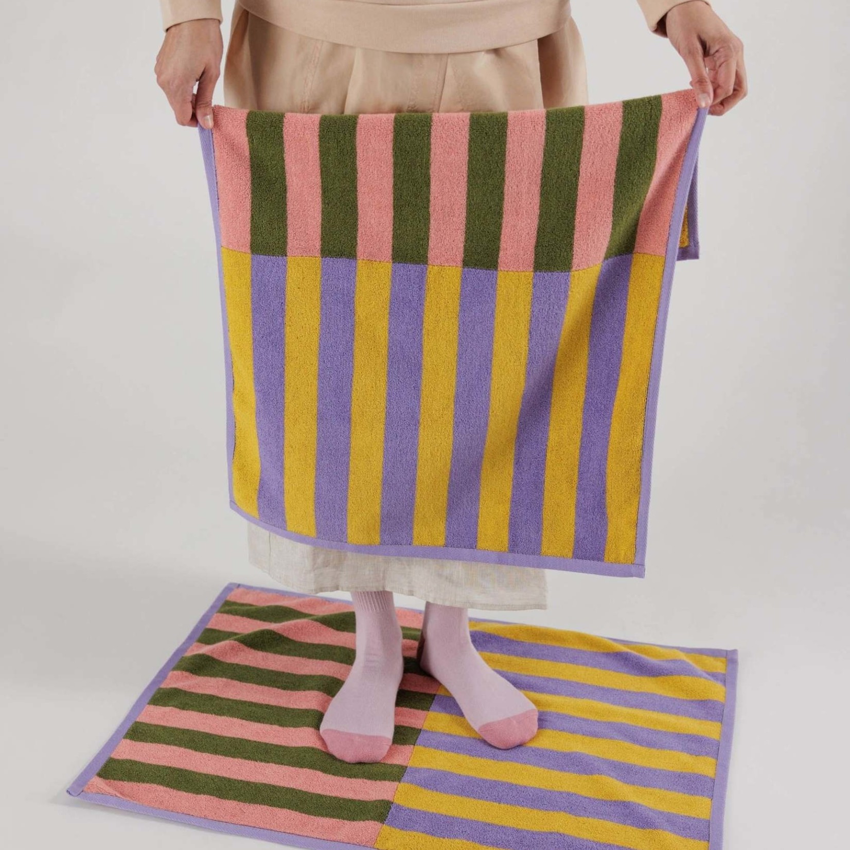 Baggu Baggu Hand Towel Set of 2 Sunset Quilt Stripe
