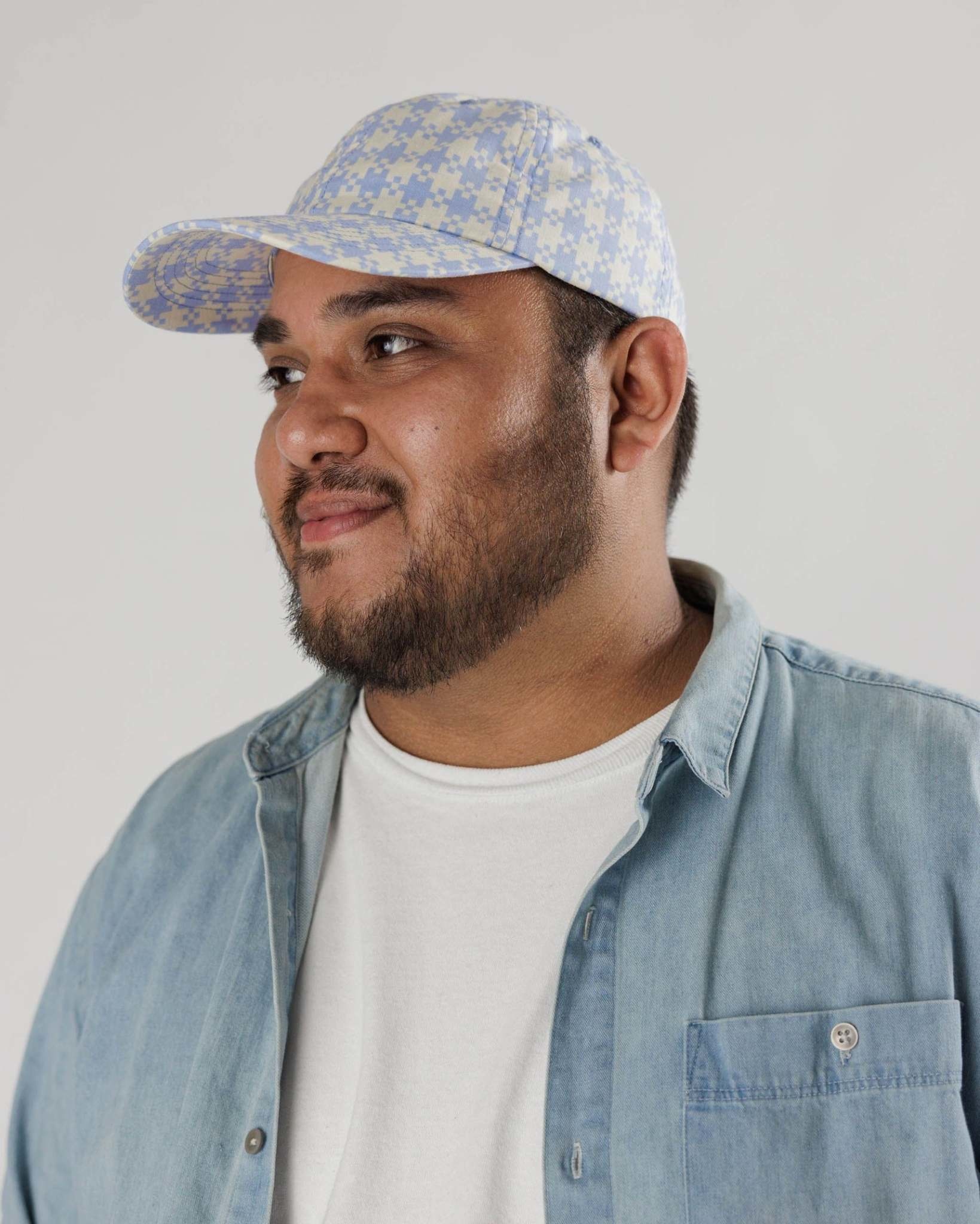Baggu Baseball Cap Blue Pixel Gingham - Woods Grove