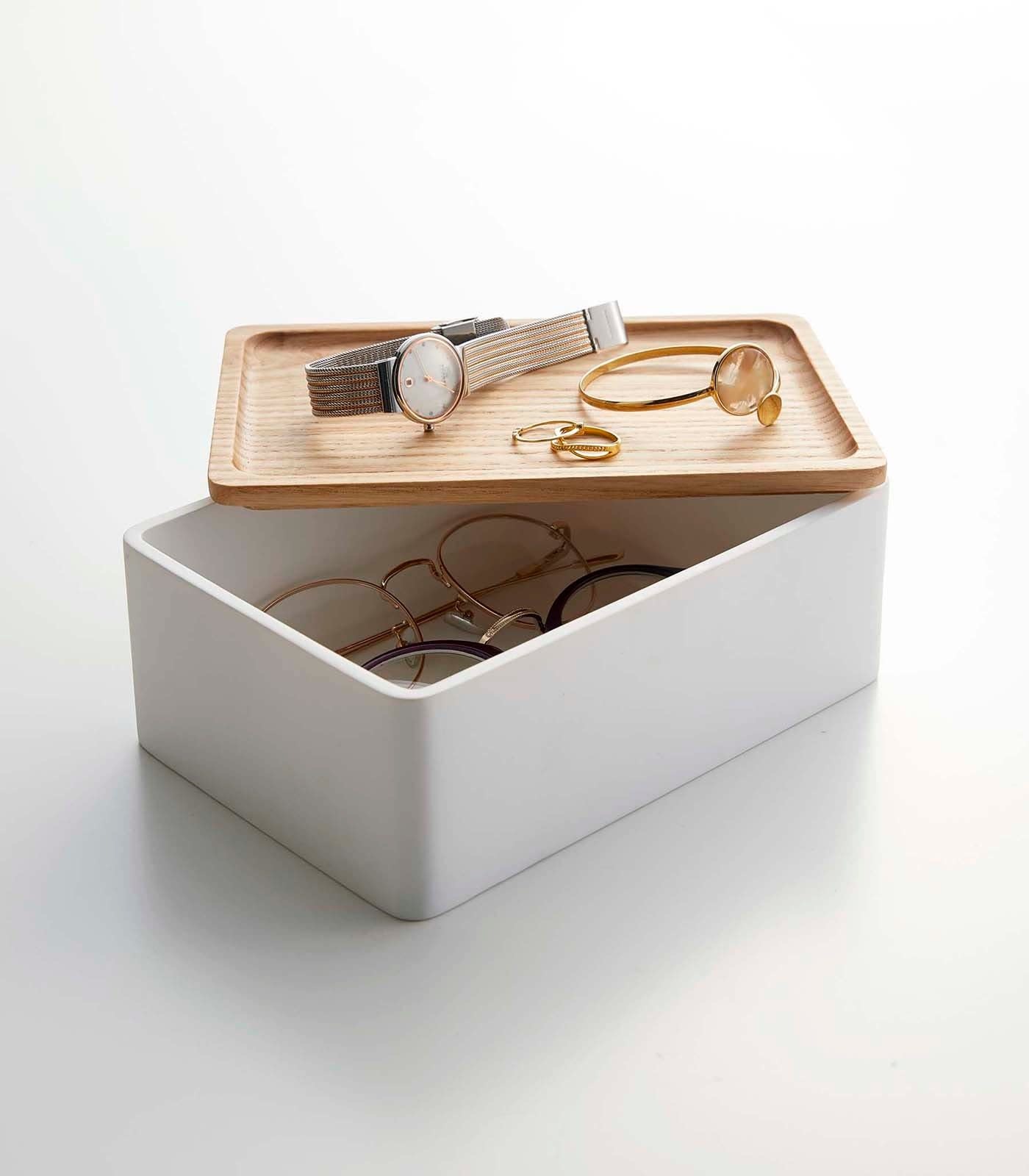 Yamazaki Accessory Box Polystone White Woods Grove