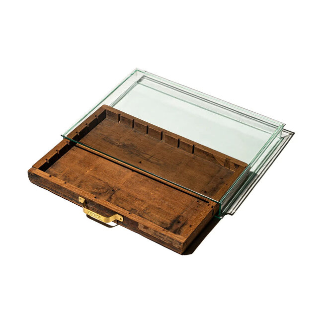 Puebco Glass Display Case W/Vintage Drawer