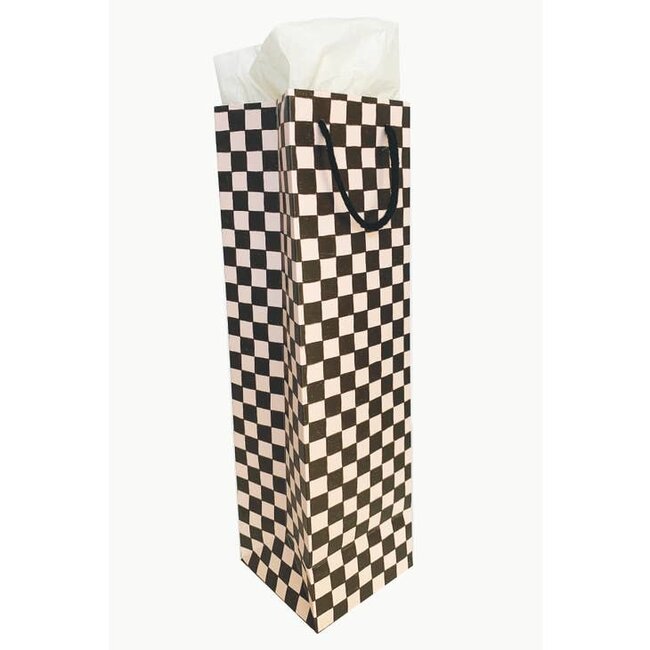 Black Checkers Gift Bag - Wine