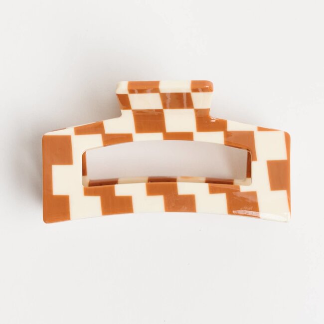 NAT + NOOR Hair Claw 3.5" Brown Checkered