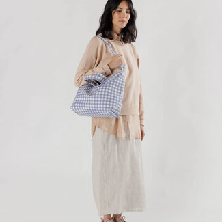 Baggu Baggu Horizontal Zip Duck Bag Blue Pixel Gingham