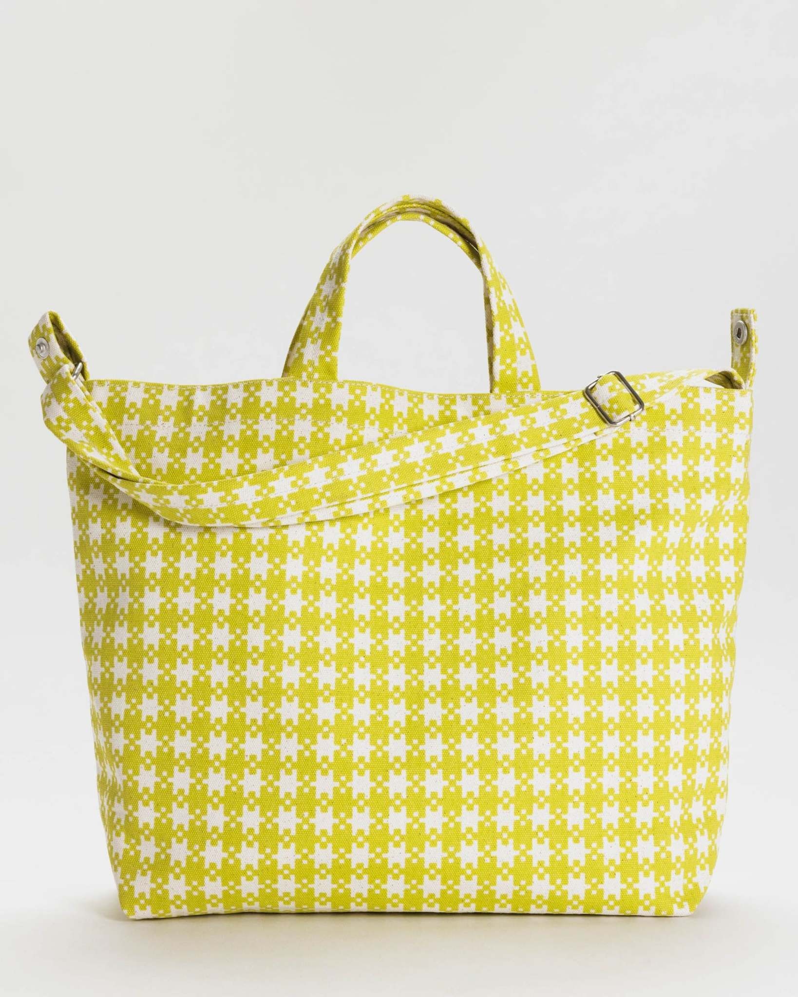 Baggu Horizontal Zip Duck Bag Chartreuse Pixel Gingham