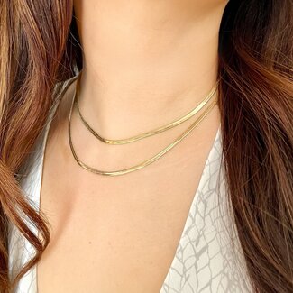 Olivia Le Olivia Le Gold Sahira Herringbone Necklace 16"