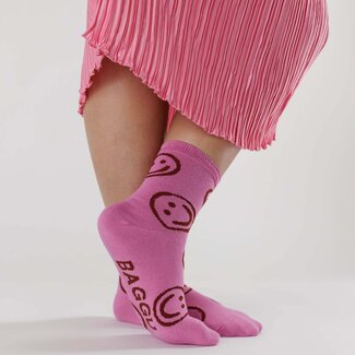 Baggu Baggu Crew Socks Extra Pink Happy