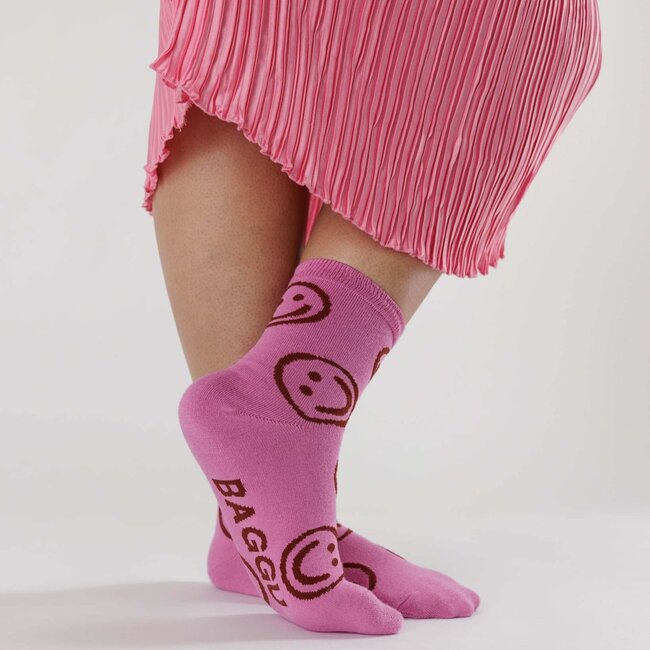 Baggu Crew Socks Extra Pink Happy