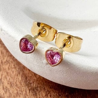 Honeycat Jewelry Pink Crystal Heart Stud Earrings