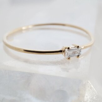 Honeycat Jewelry Tiny White Topaz Baguette Ring, 14k Gold