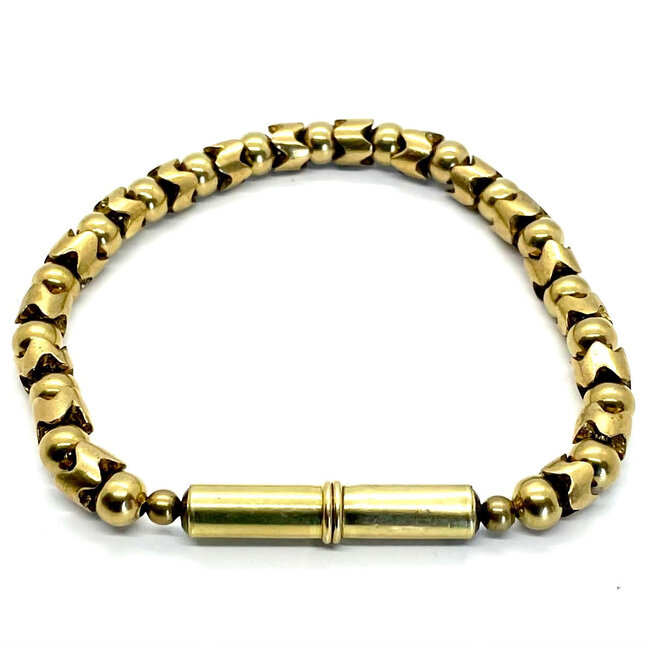 Tres Cuervos Flint Beaded Single Bracelet Brass Snake L