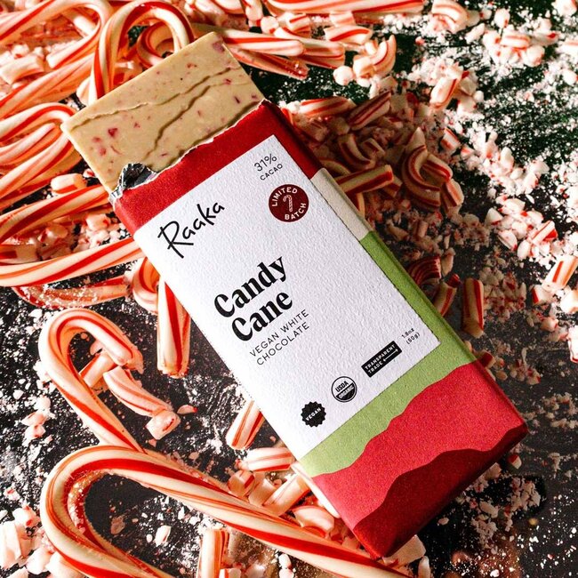 Raaka Chocolate Bar 37% Candy Cane White Chocolate - Limited Batch