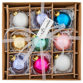Kat & Annie Box 9 Count Iridescent Holiday Ball Ornaments
