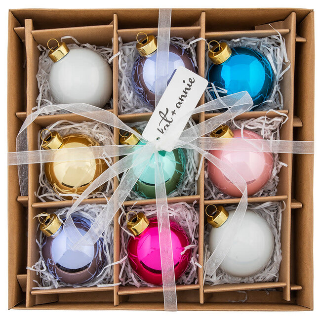 Box 9 Count Iridescent Holiday Ball Ornaments
