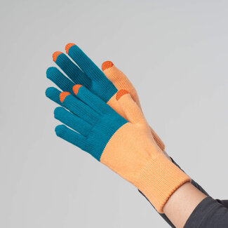 Verloop Verloop Colorblock Touchscreen Gloves Teal Peach O/S