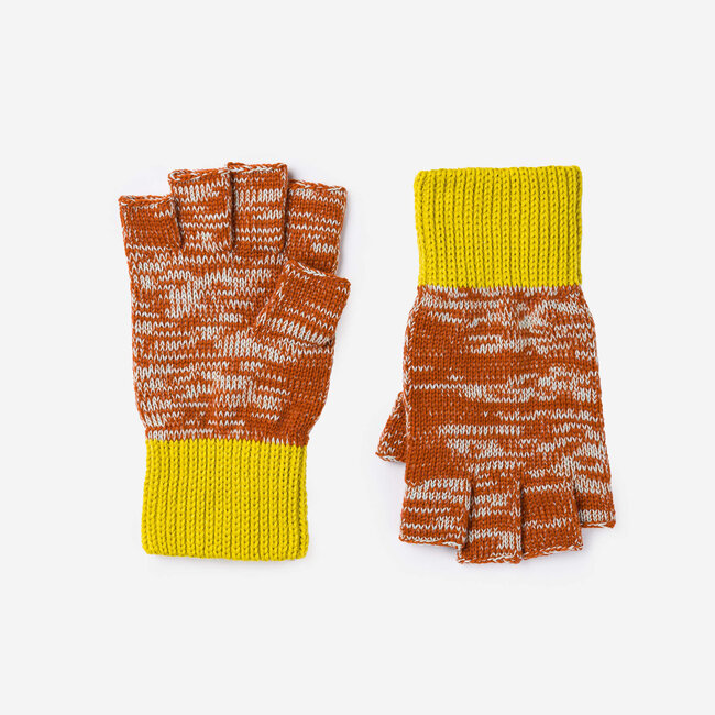 Verloop Colorblock Fingerless Gloves Jade Rust