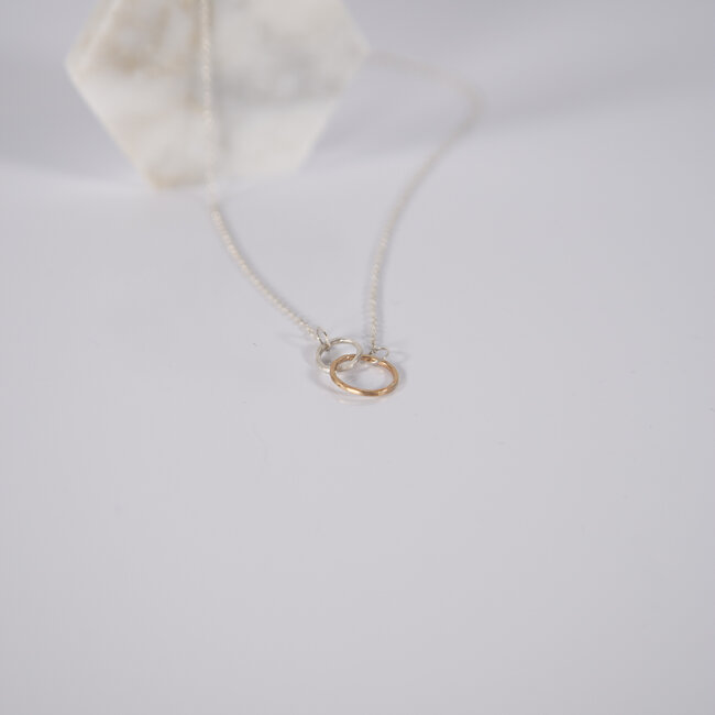 Lonewolf Tiny Unity Necklace 14K Gold Fill & Silver 15"