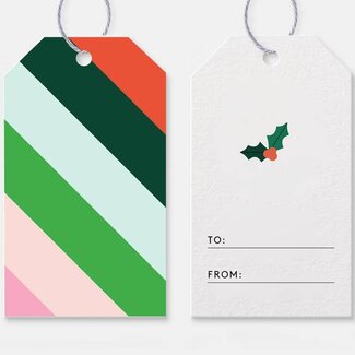 Spaghetti & Meatballs Holiday Stripes Gift Tags - Set of 10