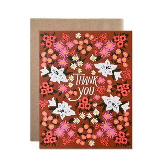 Hartland Cards Thank You Lilies with Rust Background