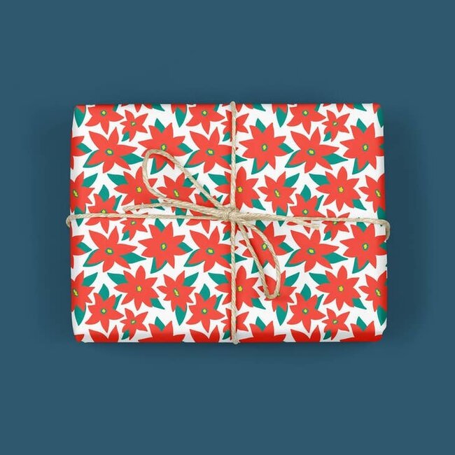 Modern Poinsettia Gift Wrap (Roll)