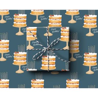 k.Patricia Designs Happy Birthday Strawberry Cake Wrapping Paper