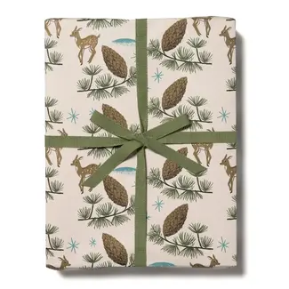 Red Cap Cards Deer and Pine Cones Holiday Wrapping Paper Rolls