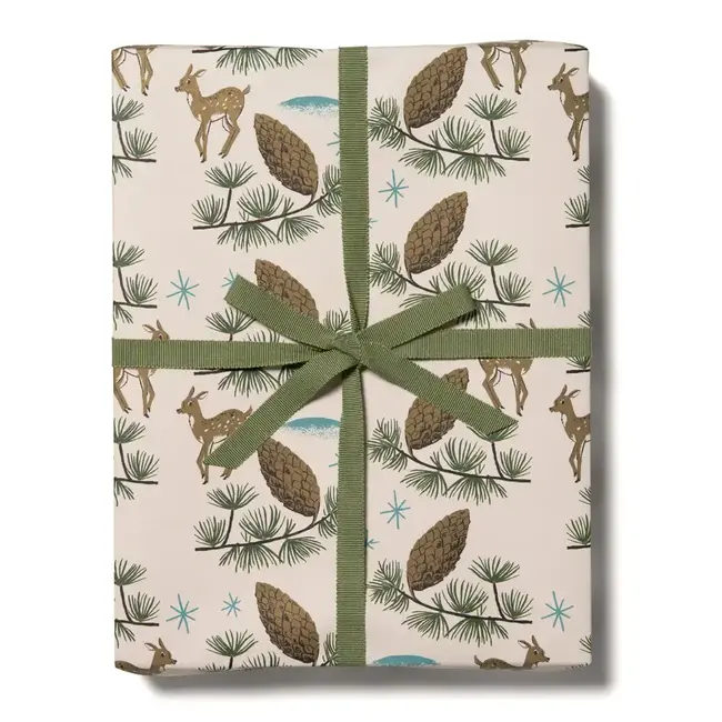 Deer and Pine Cones Holiday Wrapping Paper Rolls