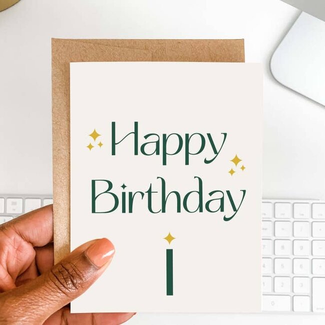 Green Sparkle Birthday Greeting Card