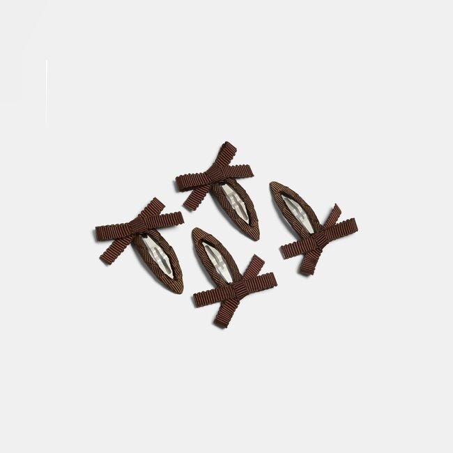 Chunks Mini Bow Snap Clips in Chocolate