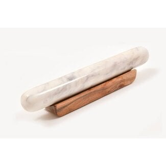 Verve Culture White Marble Rolling Pin and Wood Base