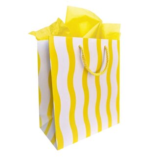 The Social Type Yellow Fussy Stripe Gift Bag - Medium