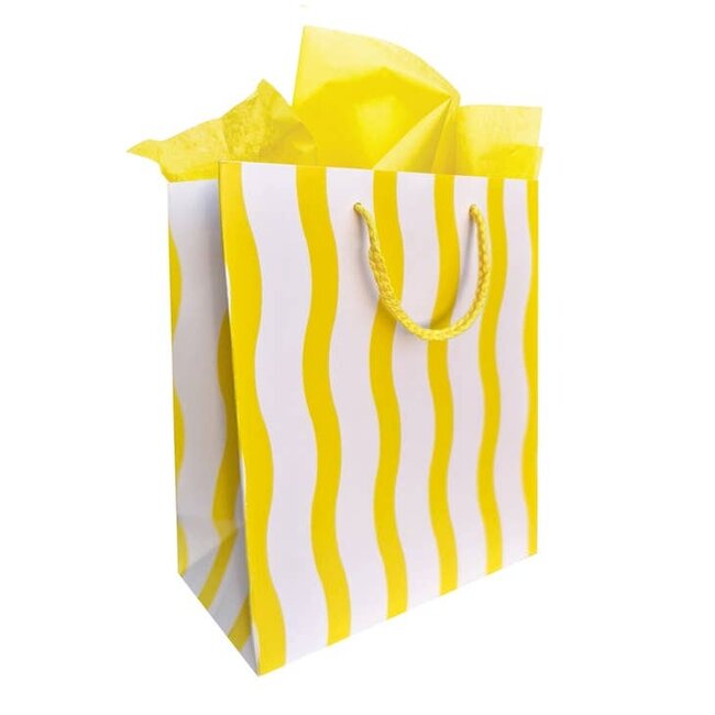 Yellow Fussy Stripe Gift Bag Medium
