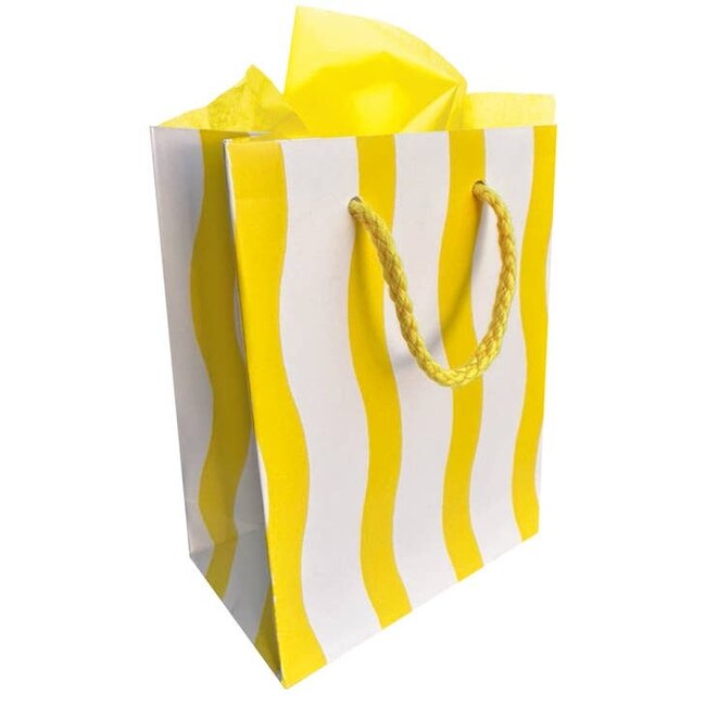 Yellow Fussy Stripe Gift Bag Small