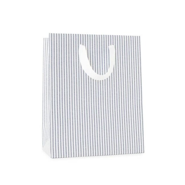 Blue Ticking Stripe Gift Bag - Medium