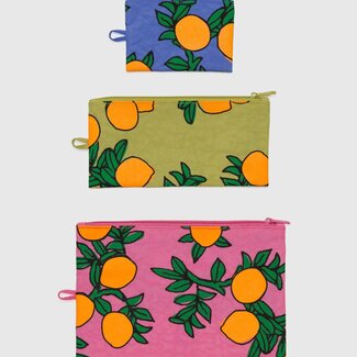 Baggu Baggu Flat Pouch Set  Orange Trees