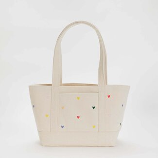 Baggu Baggu Small Heavyweight Canvas Tote Embroidered Hearts