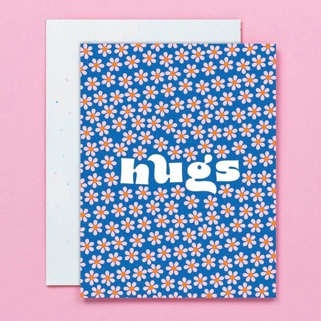 Blooming Hugs Retro Flower Pattern Encouragement Card