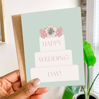 Blu Rose Design Wedding Day Cake Greeting Card