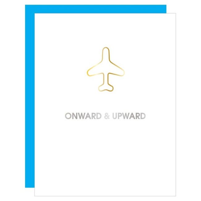 Onward & Upward - Airplane Paper Clip Letterpress Card
