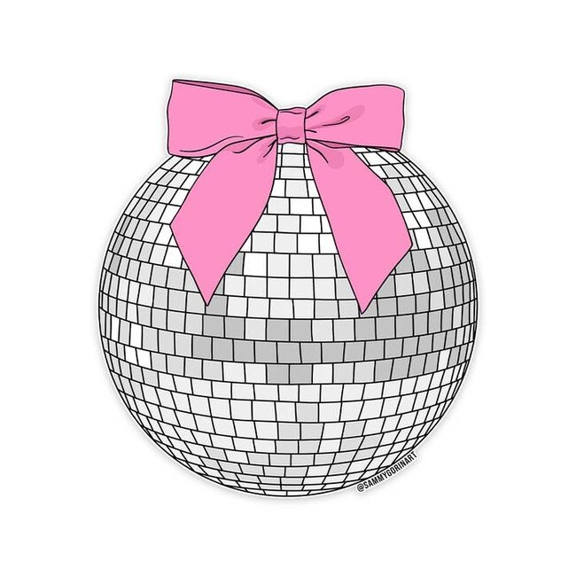 Pink Bow Disco Ball Sticker