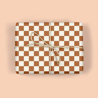 Mellowworks Brown Checkerboard Gift Wrap (Roll)
