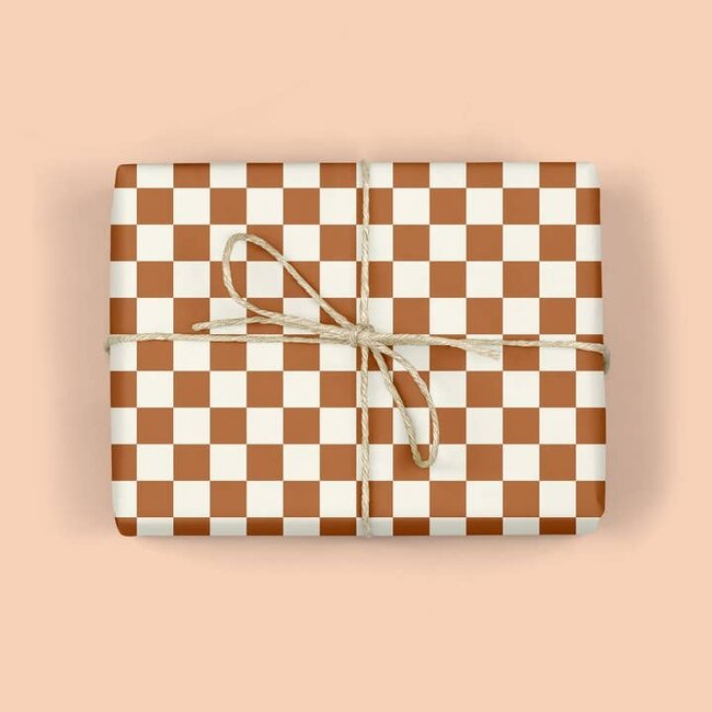 Brown Checkerboard Gift Wrap (Roll)