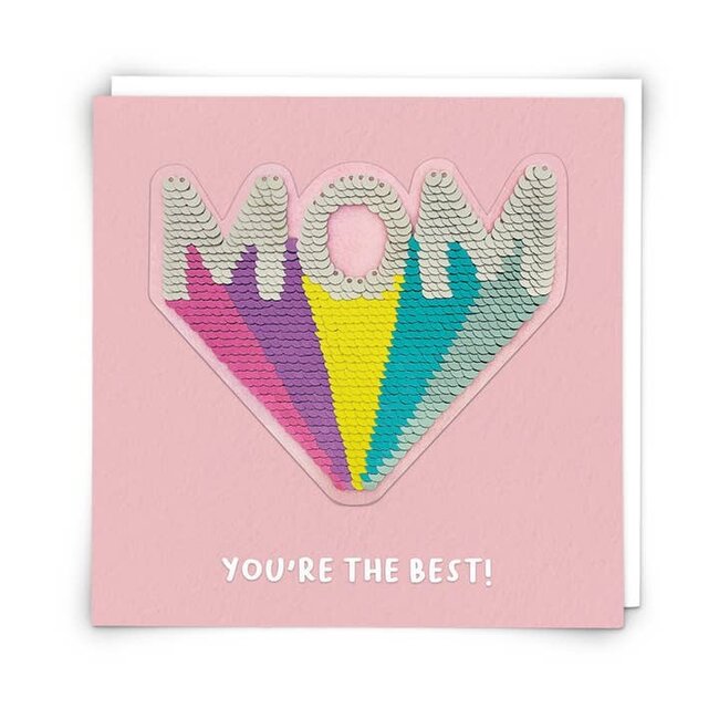 Sequin Mom Card with Reusable Reversible Sequin Patch