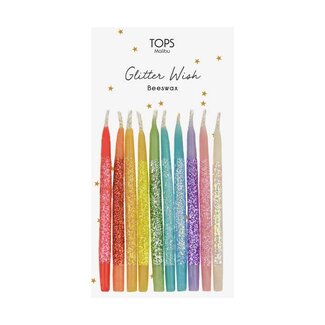 TOPS Malibu TOPS Malibu Glitter Wish Candles Beeswax Rainbow 3"