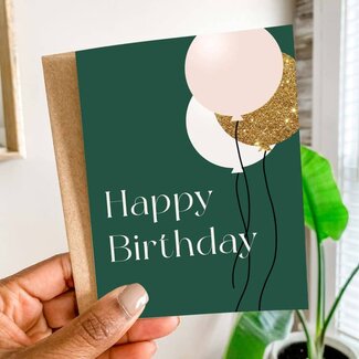 Blu Rose Design Birthday Balloons Greeting Card