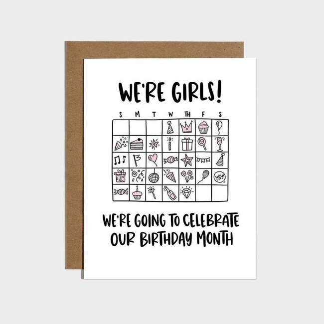 We're Girls! Birthday Month Card