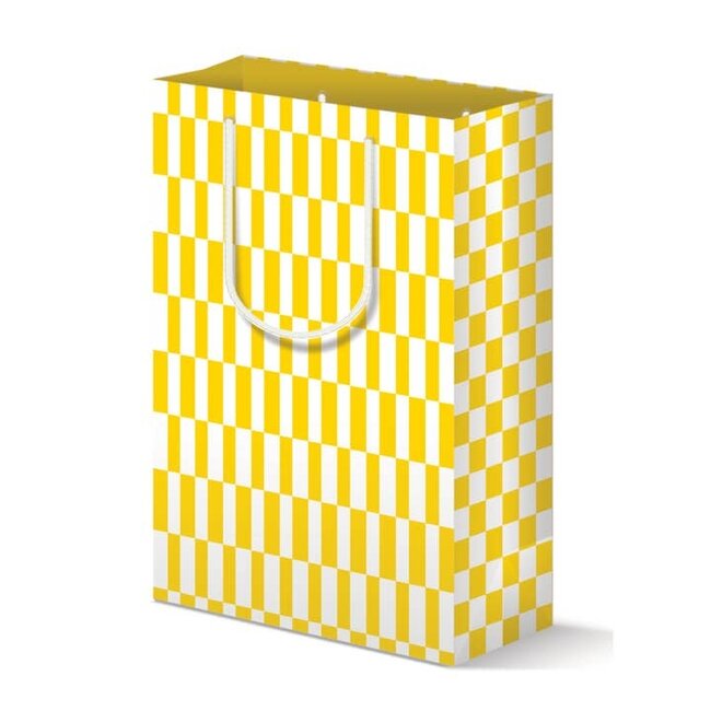 Yellow Checkerboard Gift Bag - Large