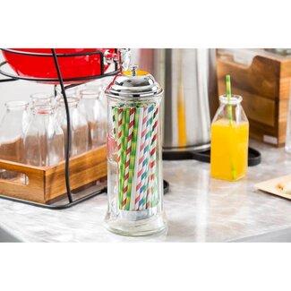 TableCraft TableCraft Clear Glass Straw Dispenser with straws